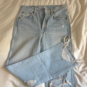 Re/Done Light Blue Distressed High-Rise Jeans